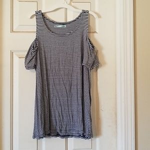 Striped Cold Shoulder Top